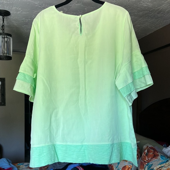 Pale Green, Two-Tone Plus-Size Blouse - Picture 6 of 8